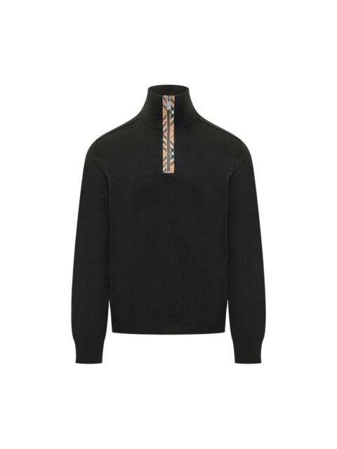Burberry Burberry Check Trim Wool Half-zip Sweater, Size Small