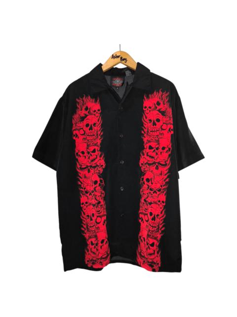 Other Designers Vintage Y2K Dragonfly Flamming Skull Shirt