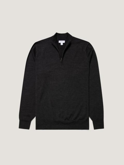 Sunspel Fine Merino Wool Zip Neck