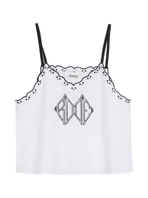 BODE Bode Diamond Monogram Cotton Poplin Tank in White at Nordstrom