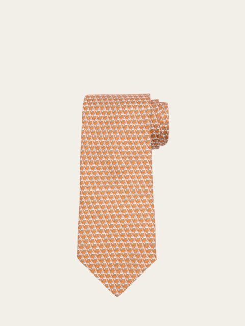 Men's Flamingo-Print Silk Tie