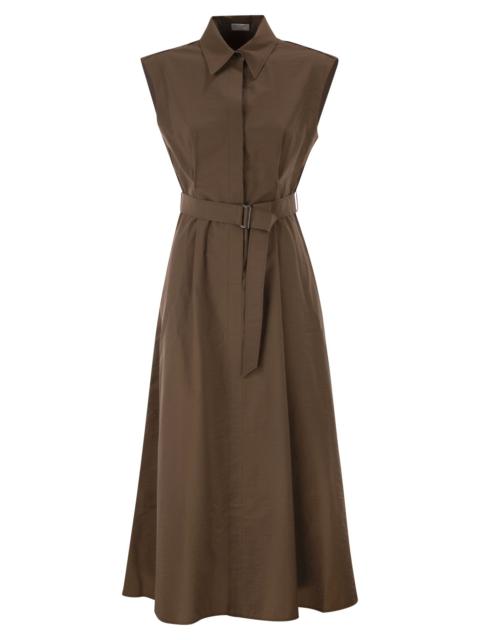 Brunello Cucinelli Brunello Cucinelli Women Long Sleeveless Cotton Dress With Belt At The Waist