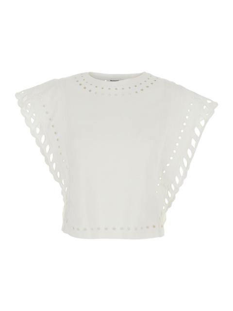 Isabel Marant Étoile Isabel Marant Etoile Women 'Odyle' White Crewneck Top With Cut-Out Details In Cotton Woman