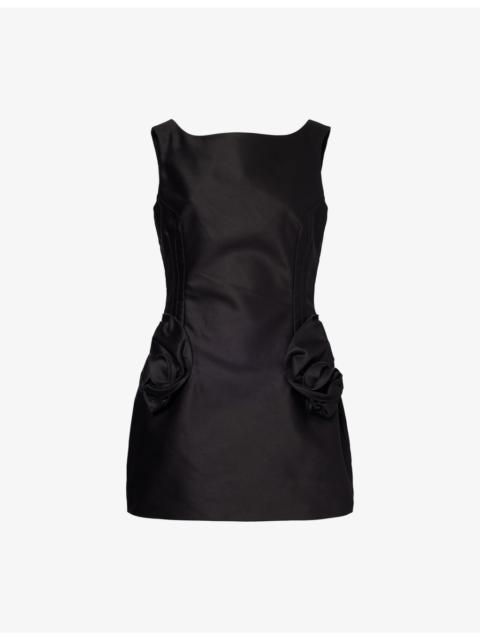 MAGDA BUTRYM Flower-Embellished Flared Cotton Mini Dress