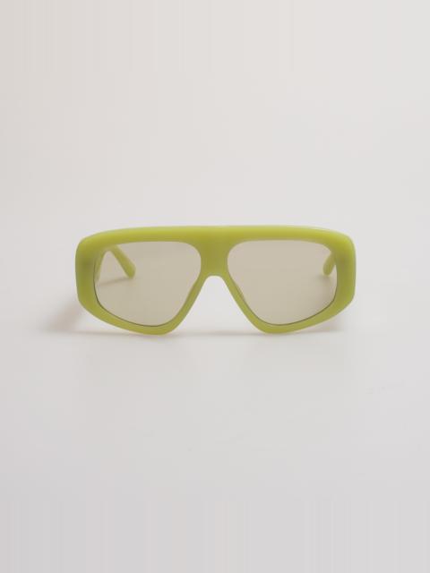 LINDA FARROW Milano Oversized Sunglasses in Acid Green