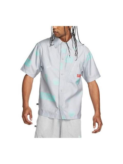 Nike Nike Alphabet Printing single breasted lapel Short Sleeve Shirt Gray DO4024-097