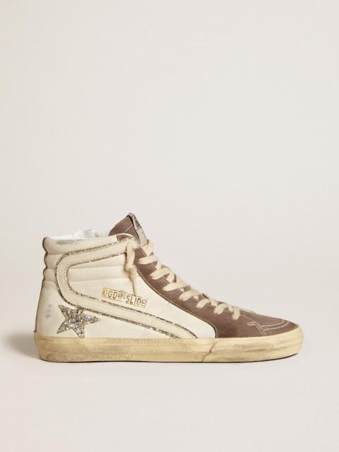 Golden Goose Slide in nappa with glitter star and patent leather flash