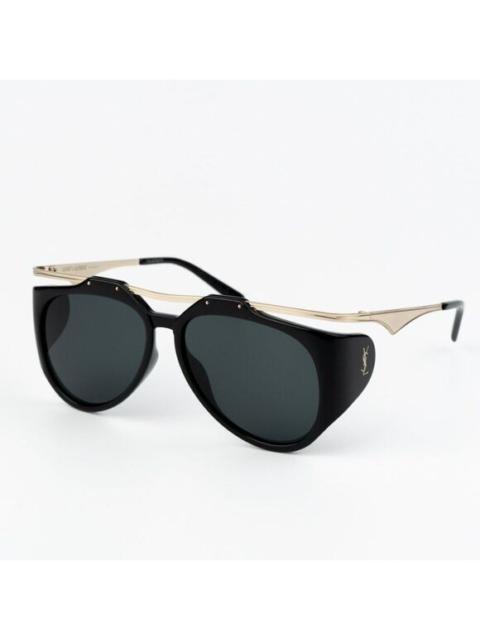SAINT LAURENT NEW Saint Laurent SLM137 AMELIA 001 Black Gold Grey Unisex Sunglasses