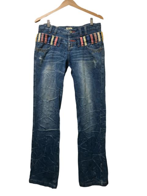 Other Designers Distressed Denim - DiSTRESSED FLASH DOUBLE WAIST JOKY GAL DENIM PANTS