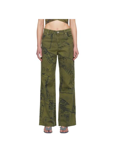 Blumarine Khaki Printed Jeans