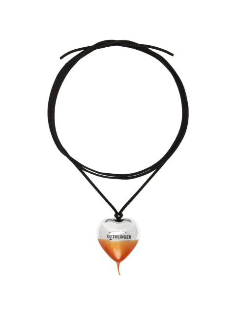 OTTOLINGER Black & Orange Knotted Heart Necklace