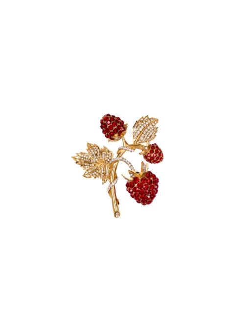 Strawberry brooch in brass and rhinestones