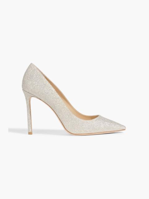 JIMMY CHOO Romy 100 glittered woven pumps