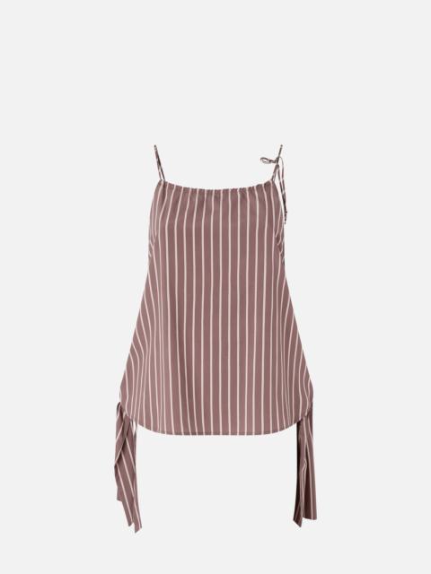 PINKO STRIPED TOP WITH THIN SHOULDER STRAPS AND BOWS