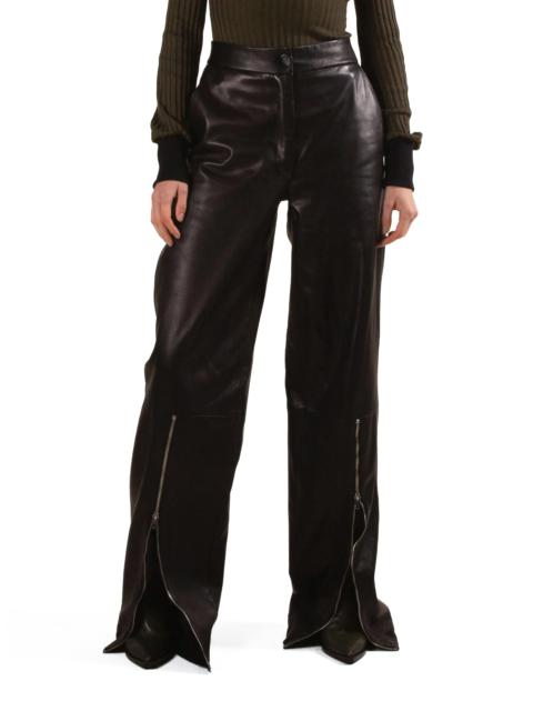 Elleme Wide Leg Leather Zipper Trousers