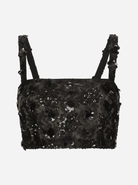 Dolce & Gabbana Bralette top with sequin embroidery