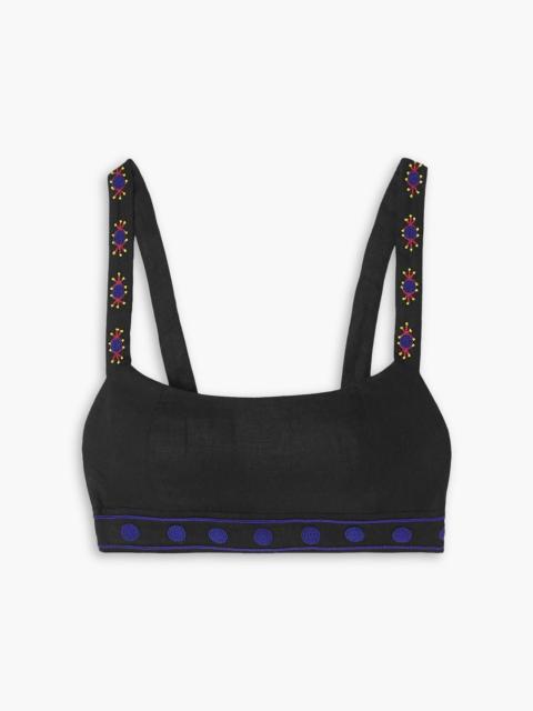 Other Designers Lilah Choli bead-embellished linen bra top
