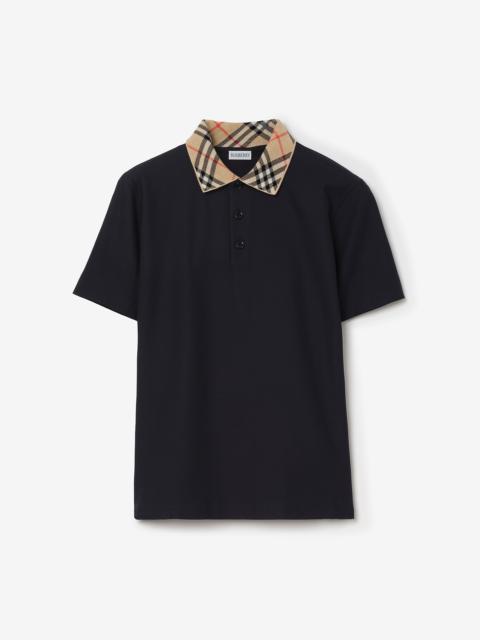 Burberry Check Collar Cotton Polo Shirt
