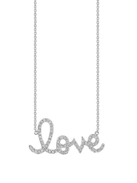 SYDNEY EVAN Large Diamond Love Script Necklace