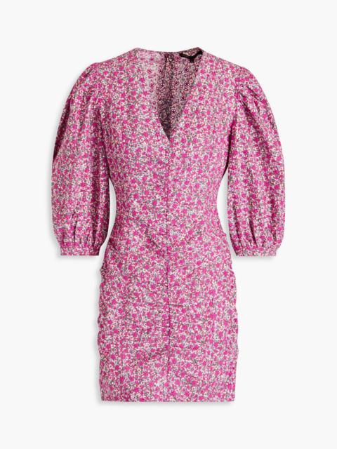 maje Floral-print broderie anglaise cotton mini dress