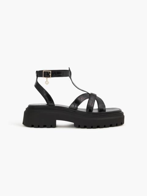 maje Embellished croc-effect leather sandals