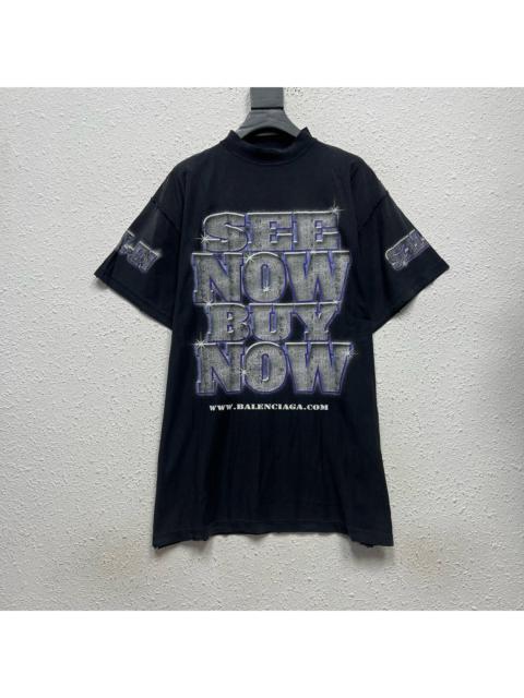 BALENCIAGA Balenciaga 24SS Black Washed Diamond See Now Buy Now Short Sleeve T-shirt
