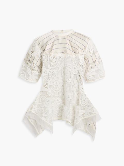 3.1 Phillip Lim Striped satin and corded lace top