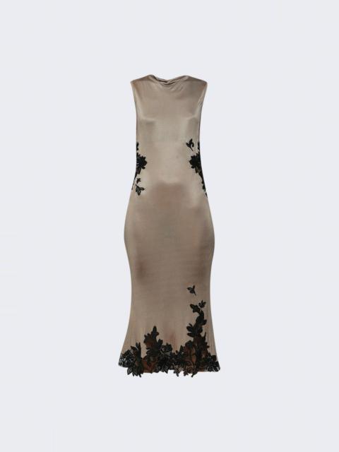CHRISTOPHER ESBER Hibiscus Embroidered Rib Dress Clay And Black
