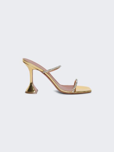 Amina Muaddi Gilda Mirror High Heel Slipper Sandals Gold