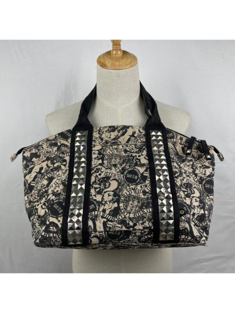 Japanese Brand - punk style spiked full print tote bag t1