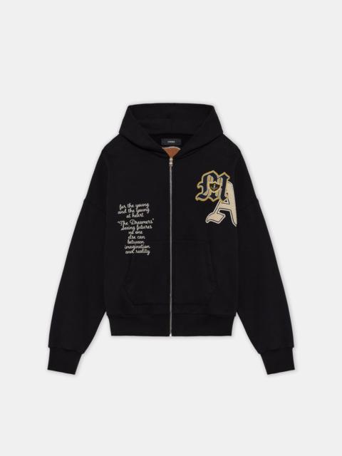 AMIRI VARSITY PATCH OVERSIZED ZIP HOODIE