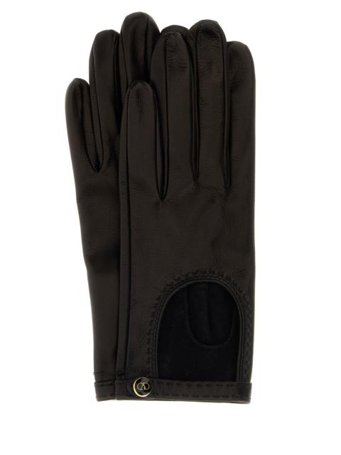 Valentino Black leather gloves