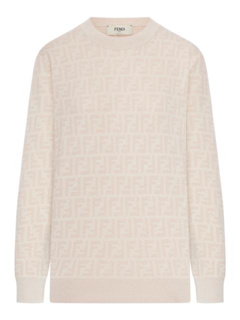 FENDI WOOL AND SILK SWEATER WITH FF PRINT