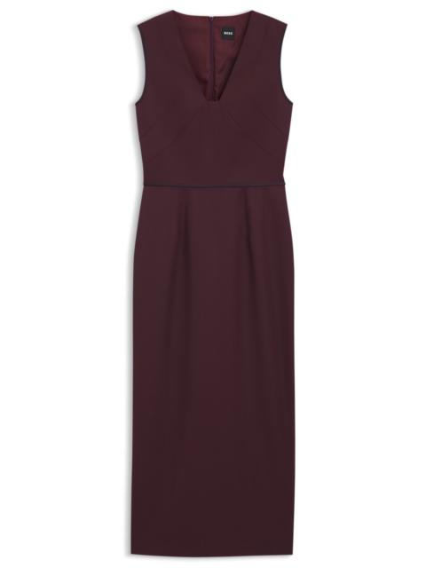 BOSS PIPED-WAISTBAND DRESS IN VIRGIN WOOL