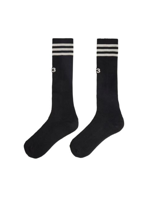Y-3 Y-3 STRIPES HIGH SOCKS – BLACK