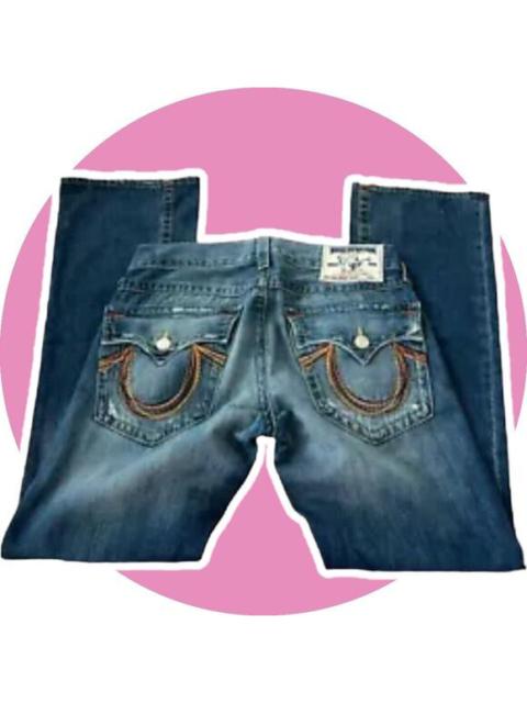 Other Designers True Religion World Tour Womens Blue Denim Jeans Rainbow Pocket Bootcut W30 X 33
