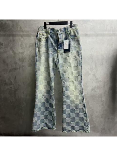 Louis Vuitton Louis Vuitton 2024 Blue Plaid Print Button-Fly Mid-Rise Straight-Leg Jeans
