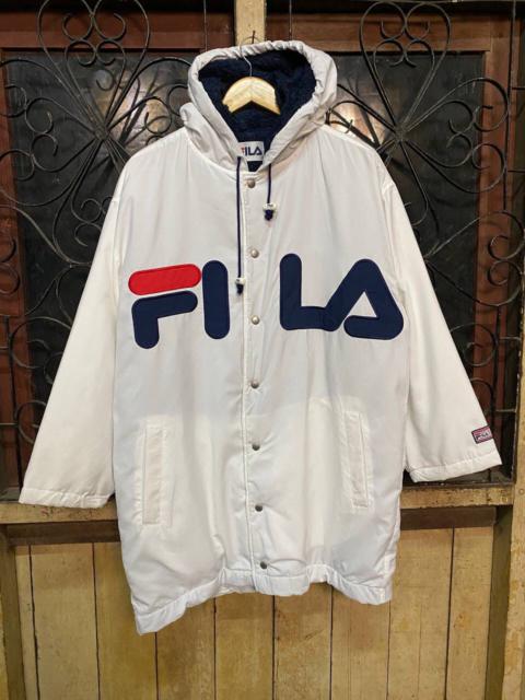 Other Designers Vintage - VINTAGE FILA HOODED BIG LOGO FLEECE LINED