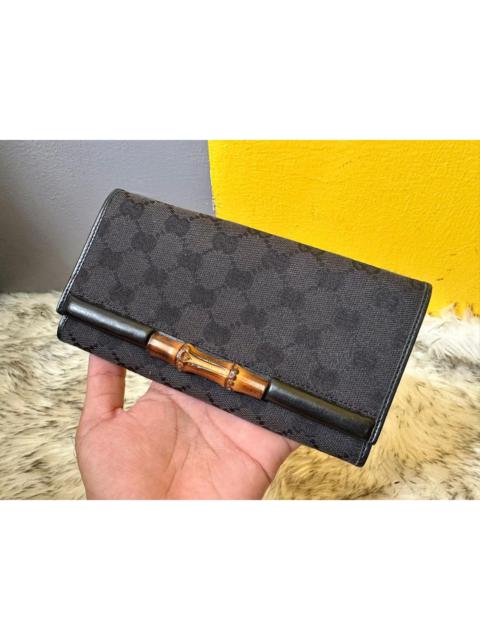 GUCCI Authentic Gucci Supreme GG Bamboo Bar Continental Wallet