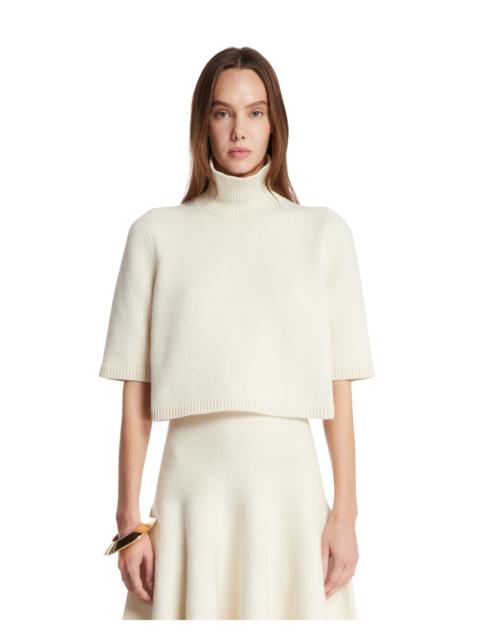 Alaïa White Cropped Cashmere Knit Pullover