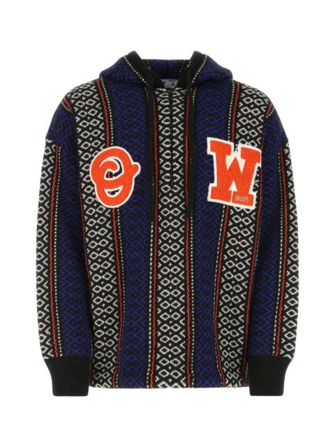 Off-White Embroidered Wool Blend Oversize Sweater