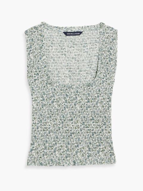 VERONICA BEARD Needham shirred floral-print cotton top