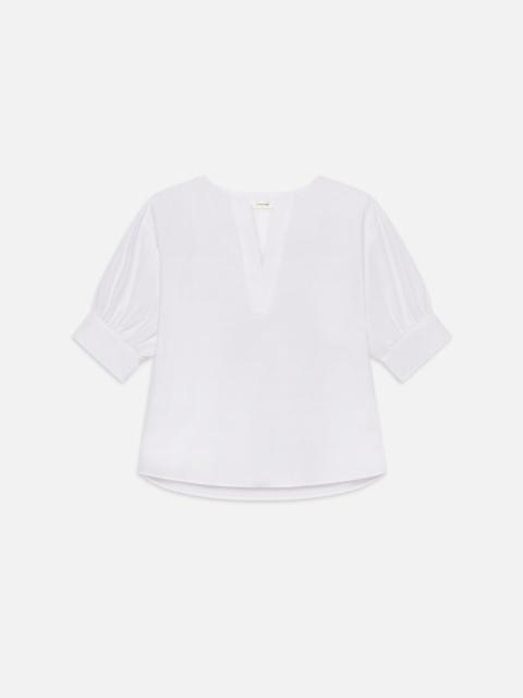 FRAME V-Neck Popover Top in White