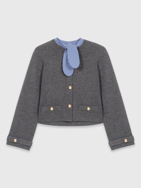 maje Removable striped collar cardigan