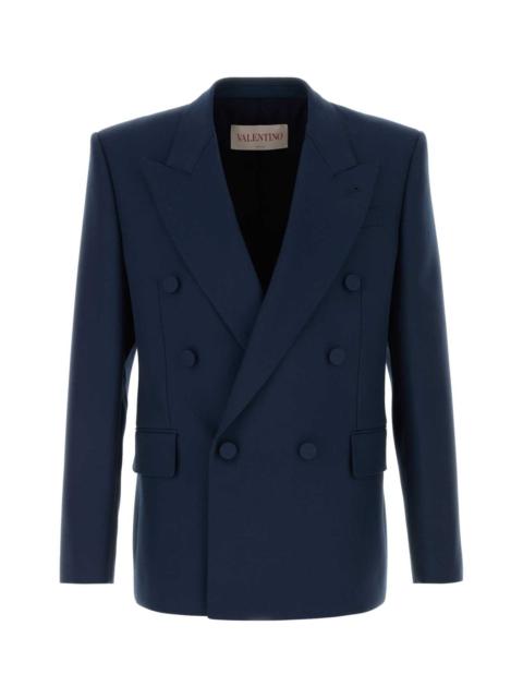 Valentino Valentino Garavani Men Navy Blue Wool Blazer