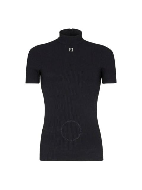 FENDI Fendi Turtleneck Ribbed Short Sleeve Top