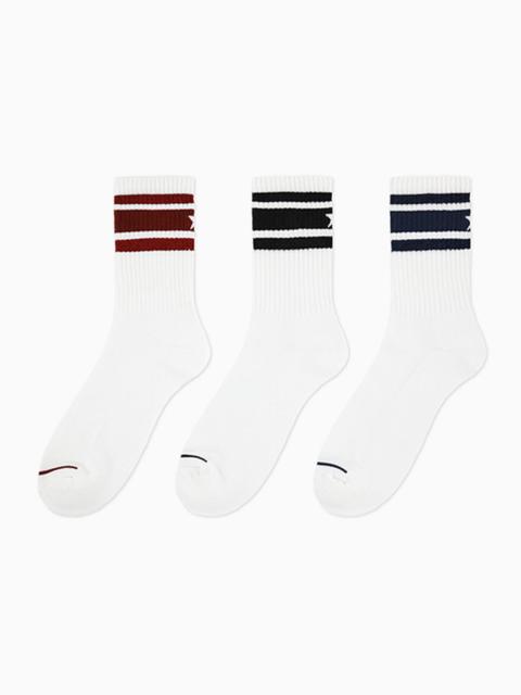 3-Pack High Shine Stripe Half Crew Socks