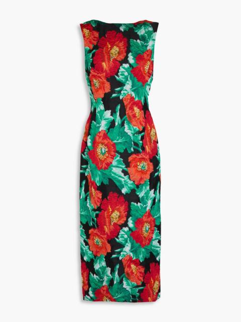 Oscar de la Renta Floral cloqué-jacquard midi dress