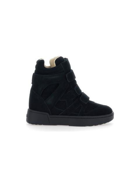 Isabel Marant Sneaker With Insert Design And High Wedge Heel In Black Leather For Women
