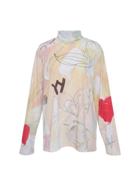 OPEN YY Graphic Slouch Turtleneck Tee